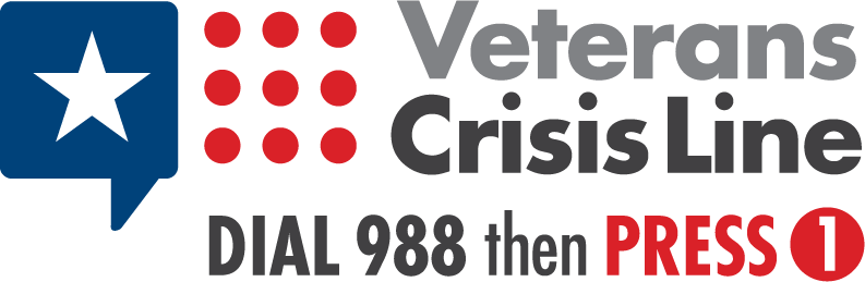 Veterans Crisis Line logo - Dial 988 and Press 1 for immediate assistance